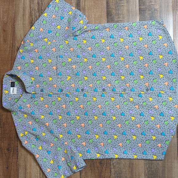 WALT DISNEY World Mickey Mouse All Over Print  Button Front Camp Shirt 90s XXL - Picture 1 of 9